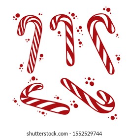 Christmas candy canes. Hand drawn Christmas sweets vector illustrations collection. Part of set.