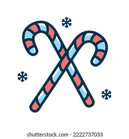 imagen vectorial de icono de cañas de caramelo de navidad con fondo blanco