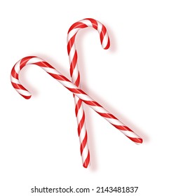 Christmas candy canes with isolated on white. Vector illustration