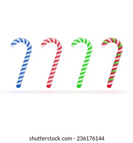 Christmas candy canes set isolated on white background. Vector illustration for your artwork, banner, posters, greeting card.