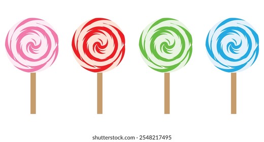 Christmas candy canes set, lollipops icon set,  Christmas stick. Traditional candy , vector illustration on white background eps 10.