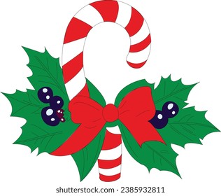Christmas candy canes set. Christmas stick. Traditional xmas candy with red, green and white stripes. Santa caramel cane with striped pattern. Vector illustration isolated on white background.