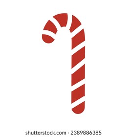 Christmas candy canes. Christmas stick. Traditional Christmas candies with red and white stripes. Candy cane with striped pattern. Vector illustration on a white background.