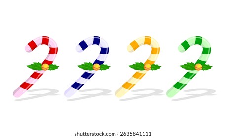 Christmas candy canes in various colors
