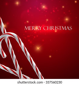 Christmas Candy Canes. Vector Holiday Illustration of Christmas Sweet Candies With Sparkles