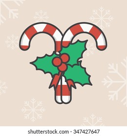 Christmas candy with cherry leaf