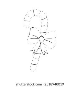 Páginas de coloração de doces de Natal para crianças. Trace e colorido doce de Natal. Colorindo doce doce doce de Natal. Vetor de printables de planilhas pré-escolares e jardim de infância. Estações sazonais inverno. 