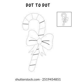 Christmas candy coloring pages for kids. Trace and color Christmas candy. Coloring page sweet christmas candy. Kindergarten and preschool worksheets printables vector. Seasonal seasons winter. 