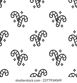 Christmas Candy cone Seamless pattern on white background.