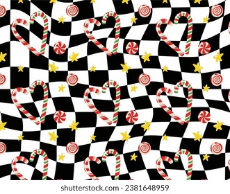 Christmas candy cones over abstract background