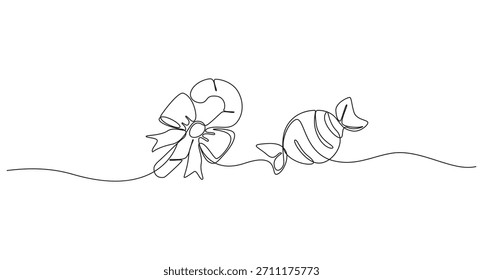 Christmas candy continuous one line art drawing,5