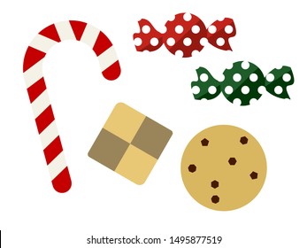 Christmas candy and cookies illustration set
