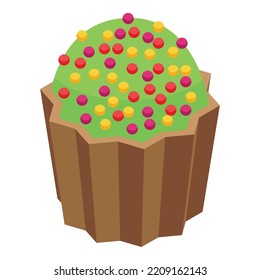 Weihnachtskuchen-Ikone. Isometrisch zum Weihnachtscandy Cupcake Vektorsymbol für Webdesign einzeln auf weißem Hintergrund