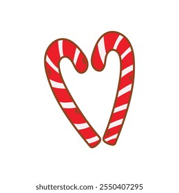 Christmas candy. Cute Candy Cane isolated on a white background. Vector hand drawn illustration