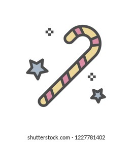Christmas candy decoration line icon