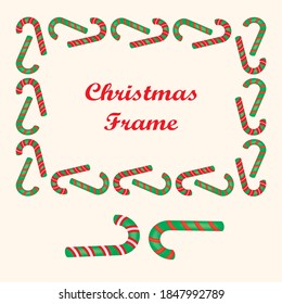 Christmas candy decorative frame, vector template.