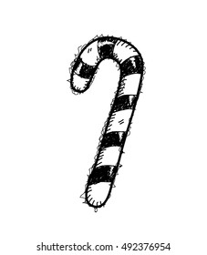 Christmas Candy Doodle, a hand drawn vector doodle illustration of a Christmas candy cane.
