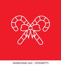 Christmas candy  element in flat simple style on red background.
