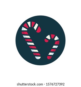 Christmas Candy flat icon. Round colorful button, circular vector sign. Candy Cane flat style design