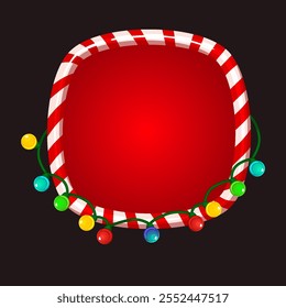 Christmas candy frame with garland. Christmas Theme Candy Cane Border Frame for your icons.