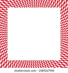 Christmas Candy Frame Isolated on white. Blank xmas Design,  Red And White Twisted Cord. vector Border Square Shape