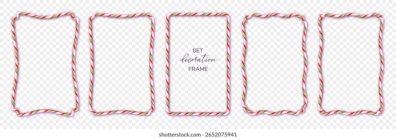 Christmas candy frame vector set