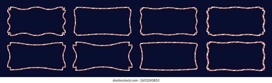 Christmas candy frame vector set cartoon style
