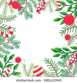 Christmas candy garden frame vector.