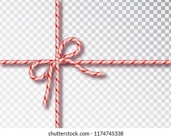 Christmas Candy gift tying isolated . Blank Christmas design, realistic red and white twisted cord frame.  New Year 2019. Holiday design, decor. Vector illustration. - Powered by Shutterstock - Get 15% off with code: PIKWIZARD15