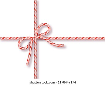 Christmas Candy gift tying isolated . Blank Christmas design, realistic red and white twisted cord frame. New Year 2019. Holiday design, decor. Vector illustration. - Powered by Shutterstock - Get 15% off with code: PIKWIZARD15