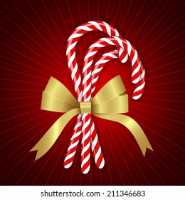 Christmas Candy with Golden Bow Vector illustration