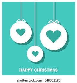 Christmas candy heart decorative template Design, Christmas New Year Flat card illustration