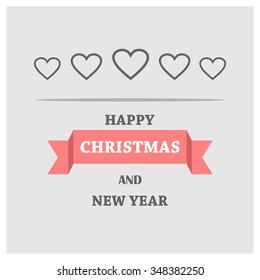 Christmas candy heart decorative template Design, Christmas New Year Flat card illustration