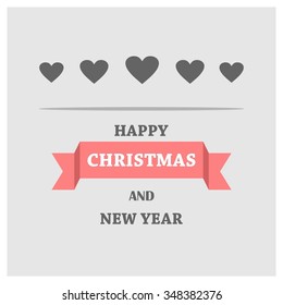 Christmas candy heart decorative template Design, Christmas New Year Flat card illustration