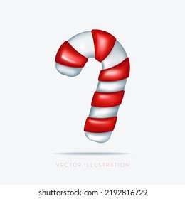 Christmas candy. Holiday Christmas decoration design elements, sweet traditional gift. 3D Vector illustration