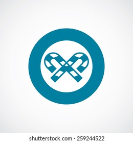 christmas candy icon bold blue circle border, white background  