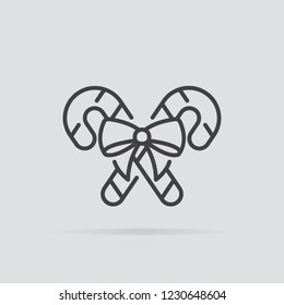 Christmas candy icon in flat style isolated on grey background. For your design, logo. Vector illustration.
