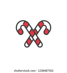 Christmas candy icon in flat style isolated on white background. For your design, logo. Vector illustration.