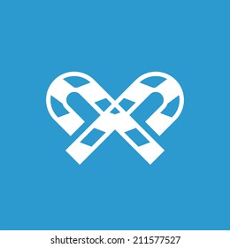 christmas candy icon, isolated, white on the blue background. Exclusive Symbols 