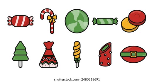 Christmas Candy Icon Set Collection