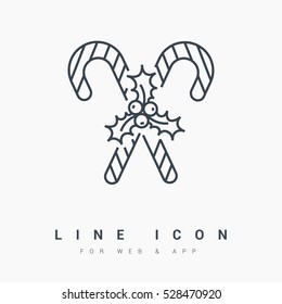 christmas candy isolated minimal icon. sweet graph line vector icon for websites and mobile minimalistic flat design. 