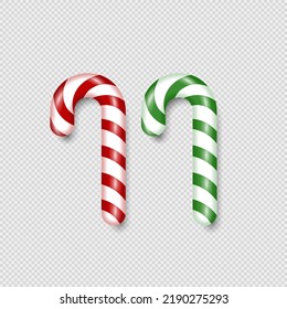 Christmas candy, isolated on transparent background. Holiday Christmas decoration design elements, sweet traditional gift. 3D Vector illustration