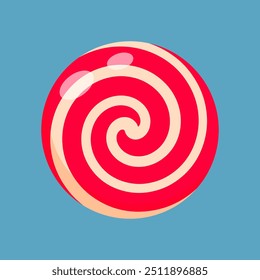 Christmas candy isolated. Peppermint round candy red and white. Swirl caramel without wrapper. 