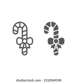 Christmas candy line and glyph icon, christmas and sweets, candy cane sign, vector graphics, a linear pattern on a white background, eps 10.