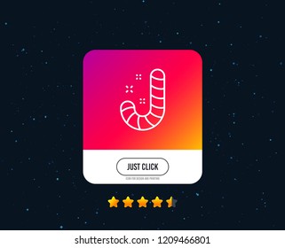 Christmas candy line icon. Cane lollypop sign. Web or internet line icon design. Rating stars. Just click button. Vector