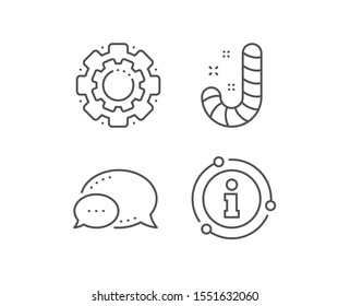 Christmas candy line icon. Chat bubble, info sign elements. Cane lollypop sign. Linear candy outline icon. Information bubble. Vector