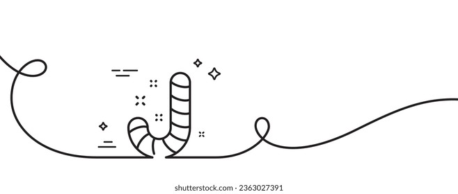 Christmas candy line icon. Continuous one line with curl. Cane lollypop sign. Candy single outline ribbon. Loop curve pattern. Vector
