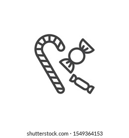 Christmas candy line icon. linear style sign for mobile concept and web design. Candy cane outline vector icon. Symbol, logo illustration. Vector graphics
