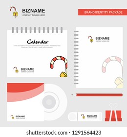 Christmas candy Logo, Calendar Template, CD Cover, Diary and USB Brand Stationary Package Design Vector Template