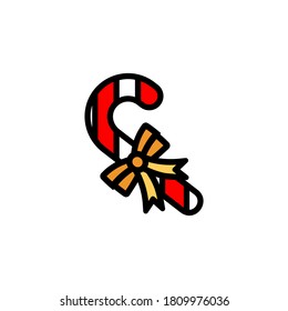 Christmas candy lollipop flat icon. New Year sweets. Vector on isolated white background. EPS 10